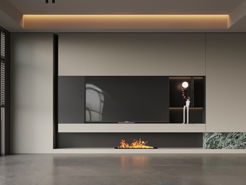 现代意式电视背景墙su模型