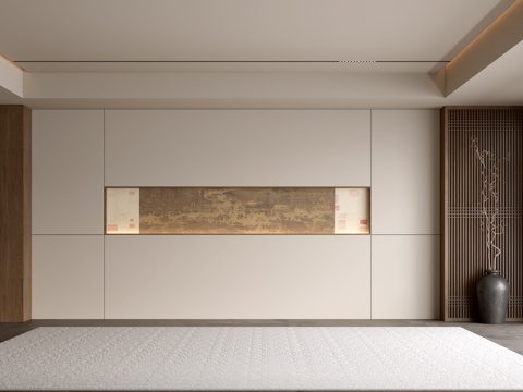  中古客厅 诧寂客厅 沙发背景墙 客厅背景墙3d模型 