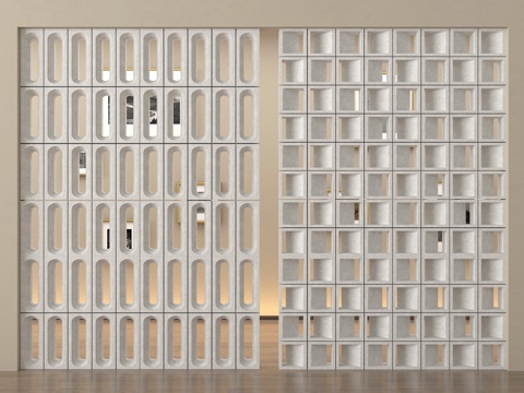 现代水泥砖玄关隔断su模型