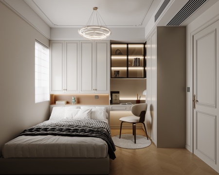 法式榻榻米卧室su模型