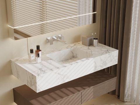  现代浴室柜 洗手台3d模型 