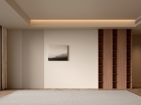 中古客厅 诧寂客厅 沙发背景墙 客厅背景墙su模型