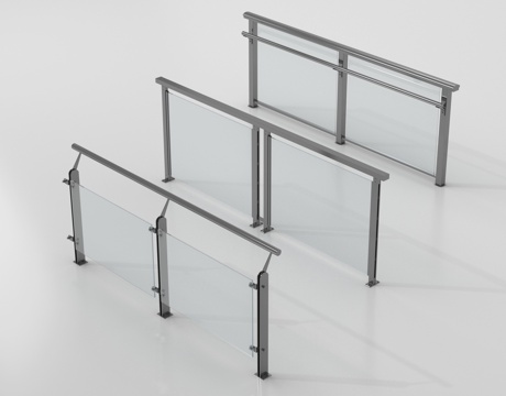 现代围栏护栏 玻璃栏杆 护栏 扶手 阳台护栏su模型