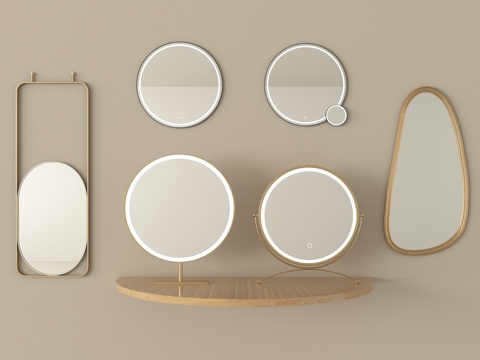 现代浴室镜 化妆镜 装饰镜 卫浴镜su模型