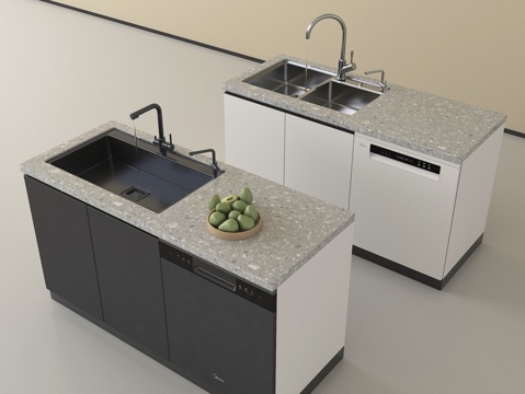 现代台盆  台盆柜 洗手池 洗菜池 水槽su模型