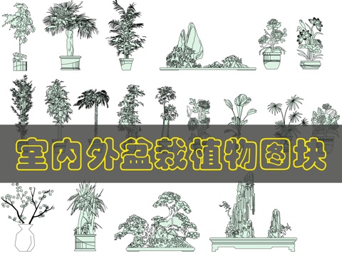 室外绿植盆栽CAD图库cad施工图