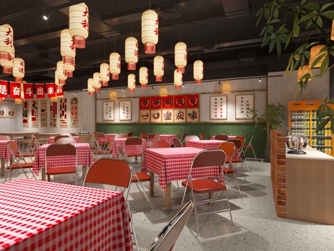  中式 市井风 酒馆 中餐厅 快餐店3d模型 