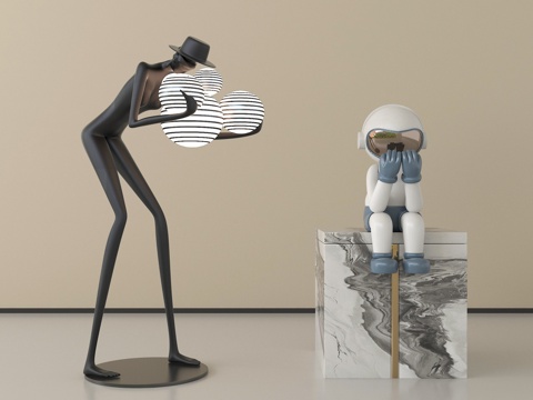 现代室内雕塑装饰 摆件 人形雕塑雕塑 落地雕塑摆件su模型su模型