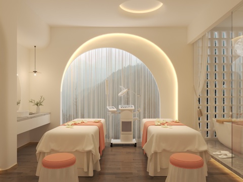  侘寂奶油_现代皮肤管理_美容_间3D模型3d模型 