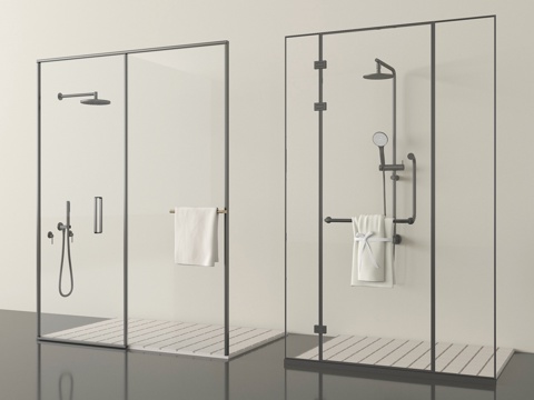 现代淋浴房 花洒 淋浴间 卫浴小件su模型