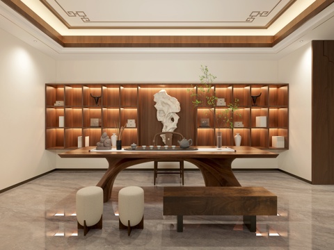  新中式茶室3d模型 