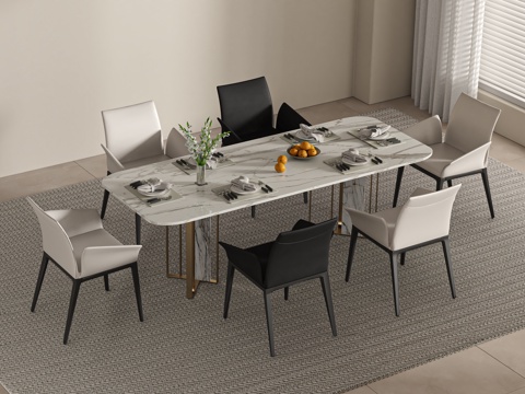  现代餐桌椅su模型 