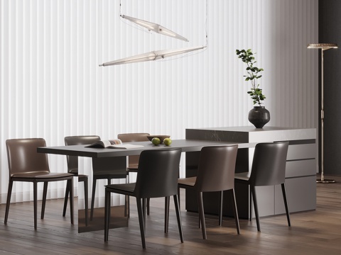 现代意式岛台 餐桌椅su模型