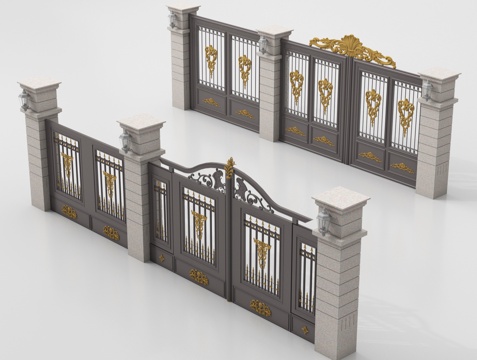 欧式庭院门 别墅入户门 铁艺大门su模型su模型