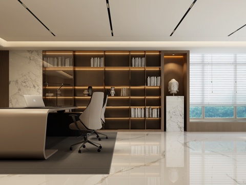  现代意式总经理办公室 意式轻奢办公室 意式经理办公室3d模型 