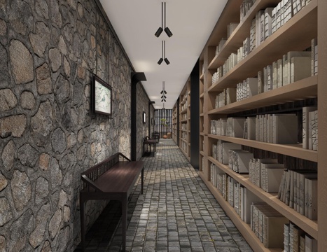  历史改造书店书吧文化馆展览馆展厅3d模型 