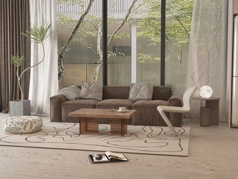  现代客厅3d模型 