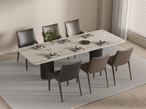  现代餐桌椅su模型 