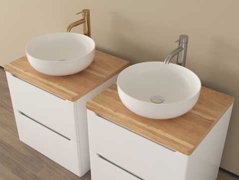 现代台盆 洗手盆 台上盆 水龙头su模型