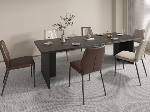 现代餐桌椅su模型