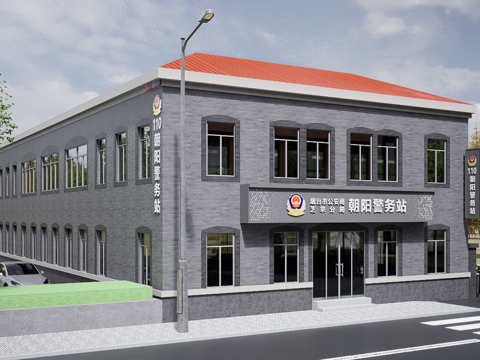 派出所 警务站 复古建筑su模型