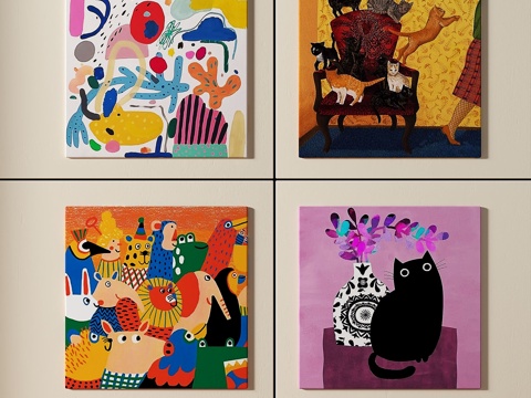  现代，简约，抽象，装饰画3d模型 