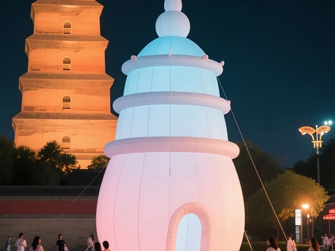 大雁塔艺术装置 国潮网红艺术装置 景观广场网红打卡 网红建筑su模型