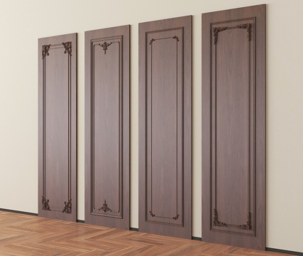 新中式护墙板 背景墙su模型