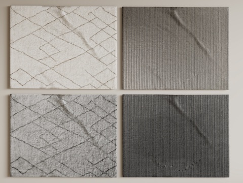  现代简约地毯 方形地毯 布艺地毯 客厅地毯 艺术地毯su模型 