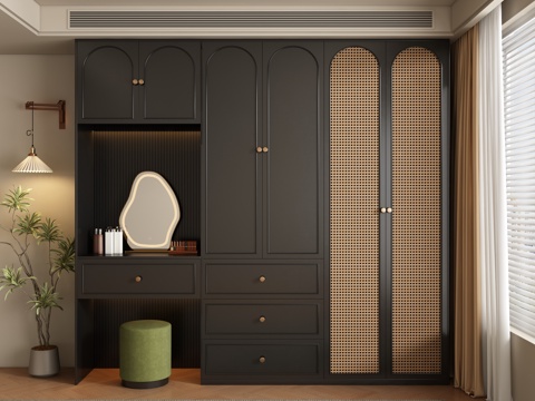  中古风法式衣柜3d模型 