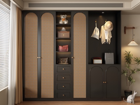  中古风法式衣柜3d模型 