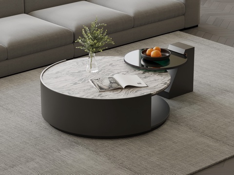  现代意式茶几 圆几3d模型 