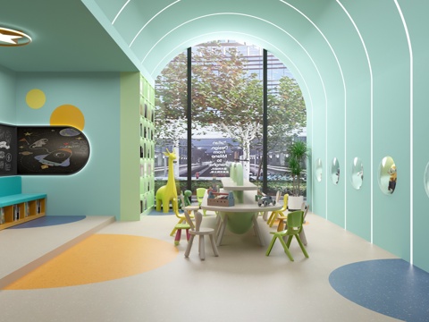  现代儿童娱乐区 儿童阅览区 儿童图书区 儿童活动区3d模型 