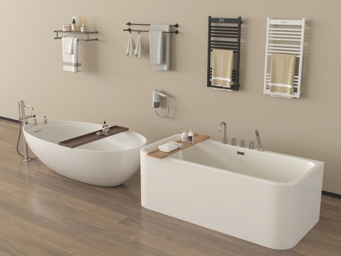 现代浴缸 浴盆 一体式浴缸 独立浴缸卫浴小件su模型