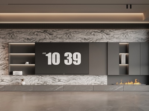  现代意式背景墙 电视背景墙3d模型 