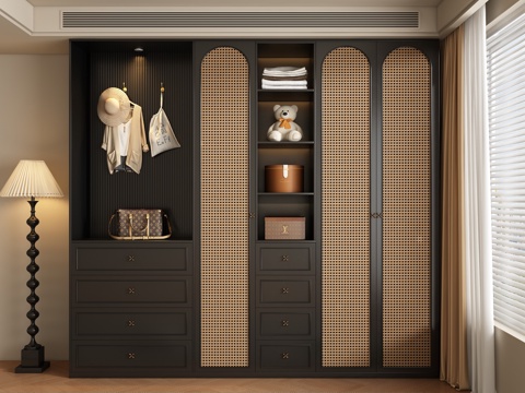  中古风法式衣柜3d模型 