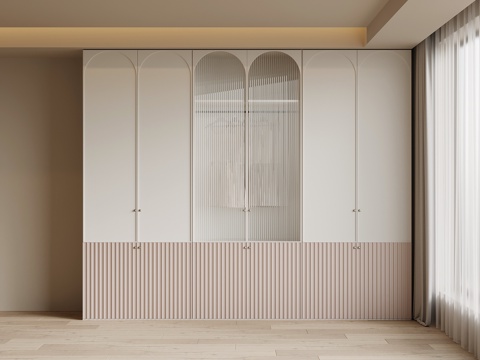  法式奶油风衣柜3d模型 