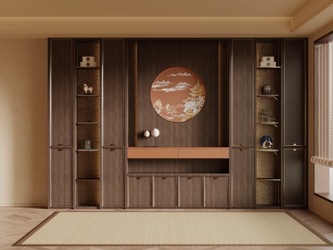 新中式书柜su模型