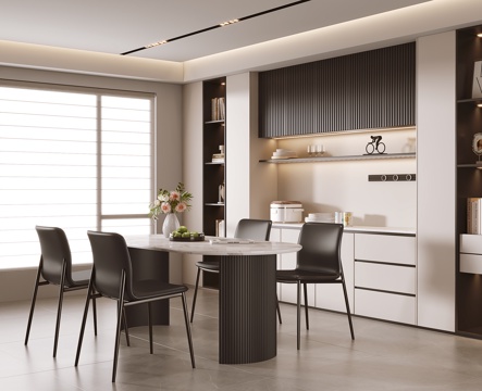 现代餐厅 餐桌椅su模型