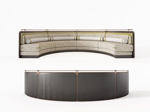 CCD现代弧形沙发卡座组合 卡座沙发  餐厅卡座 餐厅沙发su模型