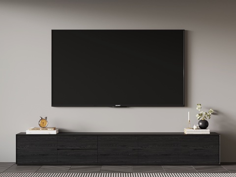 现代意式电视柜 实木电视柜su模型