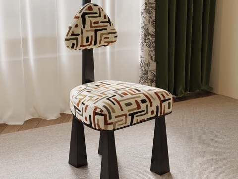 法式复古餐椅 单椅 椅子 书桌椅su模型