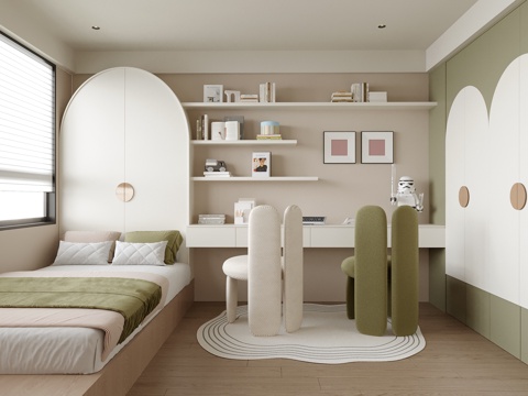  现代榻榻米卧室 儿童房 榻榻米床3d模型 