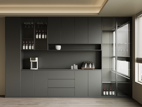 现代意式酒柜 餐边柜 橱柜su模型