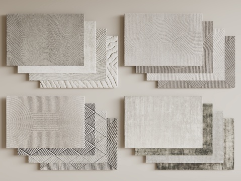 现代简约地毯 方形地毯 布艺地毯 客厅地毯 艺术地毯su模型