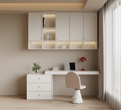 法式奶油风书桌椅su模型