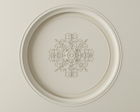 欧式法式吊顶石膏灯盘su模型