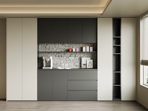 现代酒柜 餐边柜 橱柜su模型