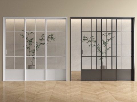 法式推拉门 玻璃推拉门 厨卫门 阳台门su模型