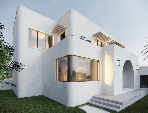 现代民宿建筑 独栋别墅 酒店 乡村别墅su模型